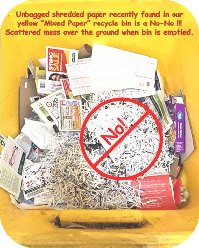 shreede paper in yellow bin